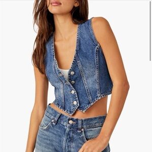 We The Free Blue Denim Vest Top